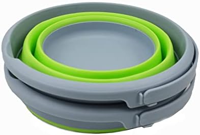 SAMMART 5.5L (1.4 Gallon) Collapsible Plastic Bucket - Foldable Round Tub - Portable Fishing Water Pail - Space Saving Outdoor Waterpot (Marine Blue & Grass Green, 2)