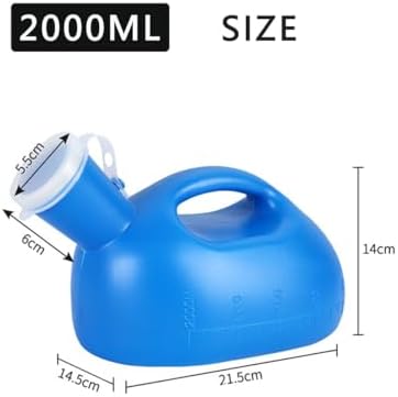 Male Urinal Bottle 68 OZ Portable Urinals for Men 59" Long Hose with Lid (Blue)