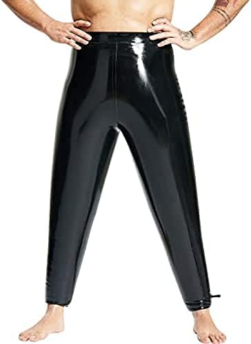 Black Inflatable Sexy Latex Legging with Nozzles at Bottom Rubber Pants Trousers,Custom Color,X-Large
