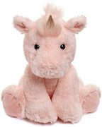 Pink Unicorn Stuffed Animal – 10” Fluffy Plush Unicorn with Gold Sparkly Horn for Girls