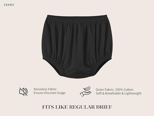 Adult Diaper Cover for Incontinence Noiseless Leak-Protection Underwear Plastic Pants Over Diapers Waterproof Rubber Pants (Black, L(Men Size))