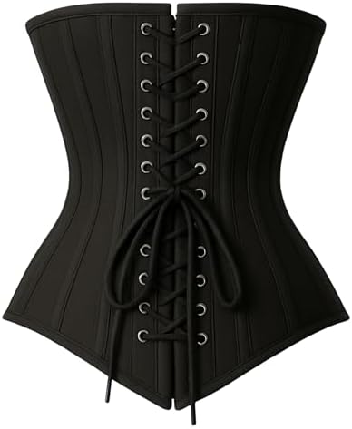 Heavy Duty Double Steel Boned Overbust Corset | Black Cotton Shapewear | Waist Cincher & Posture Support