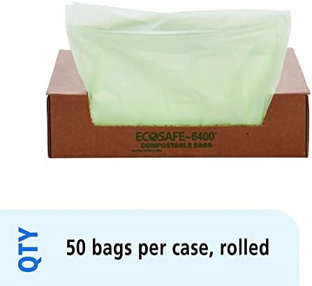 Stout by Envision Compostable Trash Bags, 32 Gallon 33" x 48", 50 Bags Per Case, ASTM6400, Green Bags, Made in America (E3348E85)