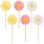 24Pcs Daisy Cupcake Toppers Flower Cake Topper Decorations Daisy Cake Decorations Chrysanthemum Cupcake Toppers Spring Daisy Flower Cake Picks for Birthday Wedding Supplies Multi