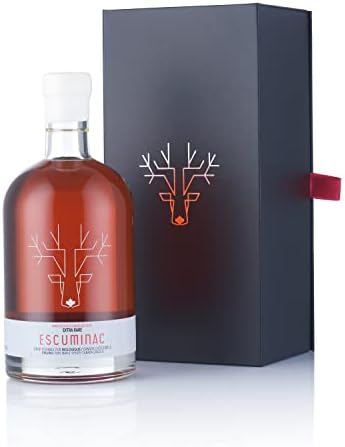 Escuminac Canadian Maple Syrup – 16.9 Fl Oz Glass Bottle, Gift-Ready Box | Extra Rare Amber Rich Taste | 100% Pure & Organic | Gourmet Gift from Quebec, Canada