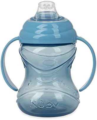 Nuby 3 Piece No-Spill Grip N’ Sip Cup with Soft Flex Spout, 2 Handle with Clik It Lock Feature, Neutral,10 Ounce