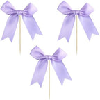 Gyufise 24Pcs Bow Cupcake Toppers Coquette Bow Girls Birthday Cake Decorations Bowknot Cake Toppers Bowknot Cupcake Picks for Baby Shower Birthday Wedding Bridal Engagement Party Supplies Purple