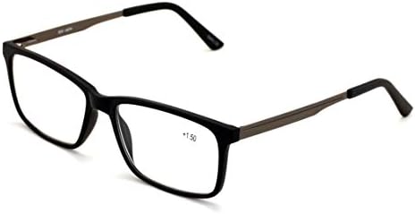 Men Premium Rectangle TR90 with Extended Metal Temple - Extra Large Reader - 147mm Wide Frame Reading Glasses