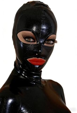 Latex Hood Rubber Mask with Eye and Mouth Openings Full Head Coverage for Cosplay Club Wear Costume