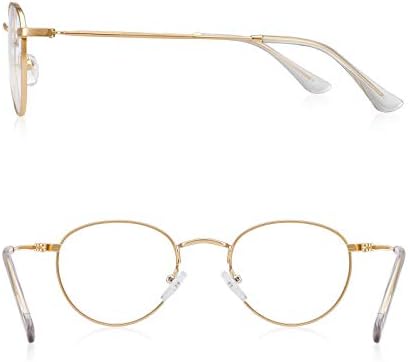 Small Metal Round Reading Glasses for Women Men Classic Vintage Retro Shades Blue Light Blocking Computer Readers