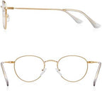 Small Metal Round Reading Glasses for Women Men Classic Vintage Retro Shades Blue Light Blocking Computer Readers