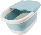 Asixxsix Foot Soaking Tub, Foldable Design with Massage Acupoints Collapsible Foot Bath, Portable Bath Basin with Massage Bumps for Travel Home Kids Dry Cracked Feet Pedicure (Blue)