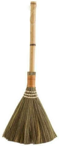 Natural Strew Broom Floor Hair Fur Brush Bamboo Handle Indoor Sweeping Brush