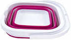 SAMMART Collapsible Rectangular Cleaning Bucket 5L (1.3 Gallon)- Foldable Camping Beach Sand Water Pot Pail- Portable Space Saving Tub for Household, Outdoor Car Washing (White/Flamingo)
