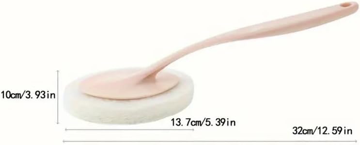 Sponge Cleaning Brush with Long Handle – 1pc Multipurpose Scrubber Pad for Bathroom, Toilet and Sink – No Battery Manual Scrub Brush for Tiles, Bathtub, and Floors –Versatile Cleaning Tool Pink