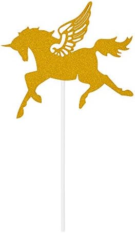 Restaurantware Top Cake 6 X 4.3 Inch Cake Toppers 10 Unicorn Design Cake Topper Inserts - Sturdy With Glitter Detail Gold Paper Cake Decoration Birthday Baby Shower Wedding Supplies