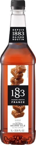 1883 Maison Routin Salted Caramel Syrup, 1 Liter Plastic Bottle (Pack of 2)