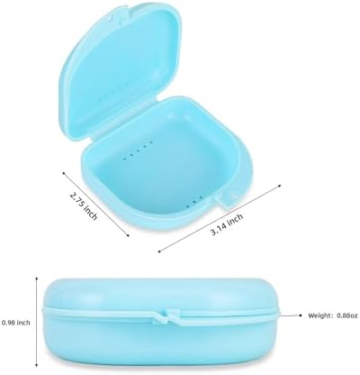 Annhua Dental Mouthguard Container Orthodontic Retainer Case with Vent Holes, Denture Holder Box Clear Aligner Case Slim for Household|Travel|Office - Bluish - Light & Easy to Carry