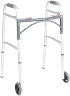Drive Deluxe Aluminum 25 to 32.25" H Junior Dual Release Folding Walker with Wheels up to 350 lbs