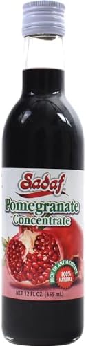 Sadaf Pomegranate Concentrate - 100% Pure Pomegranate Concentrate for Cooking & Food Flavoring - Pomegranate Molasses - Dark Red Syrup - Kosher - 12 fl. oz Bottle