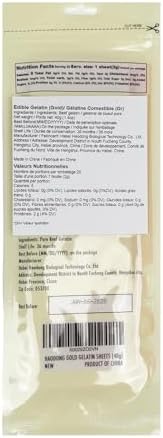 HAODONG Gold Gelatin Sheets - Beef Leaf Gelatin 200 Bloom (40g, 18-20Sheets) for Baking Desserts Mirror Glaze Mousse Cake