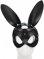 Dzrige Woman Leather Mask Half Face Bunny Mask Cosplay Costume Accessory for Halloween Carnival Masquerade Birthday Party Cosplay