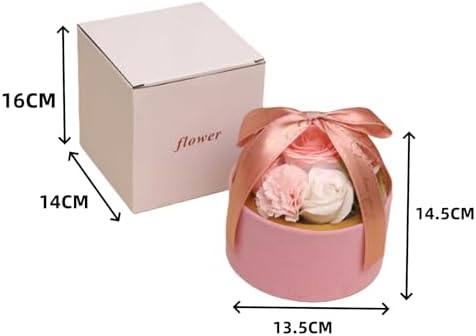 Elegant Pink Round Artificial Soap Rose Flower Gift Box Set, Fragrant Soap Roses for Mother’s Day, Valentine’s Day, Birthday Gifts for Women, Home Decor, and Table Centerpiece Arrangements