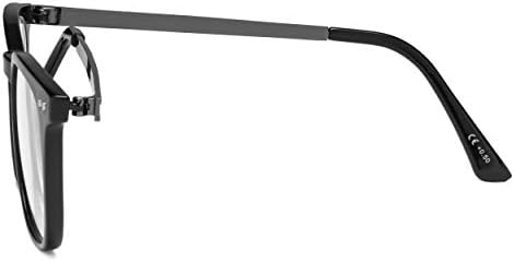 Eyekepper Readers Retro Square Plastic Frame Metal Arms Reading Glasses Black +2.5