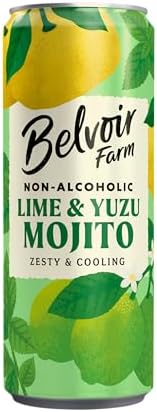 Belvoir Farm Non Alcoholic Lime & Yuzu Mojito 4-Pack of 8.4oz Cans – Refreshing Natural Beverage with a Hint of Fizz, Artisanal Craftsmanship, Zero Sugar, Organic Ingredients. Ready to Enjoy.