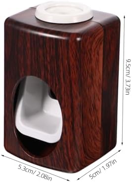Beaupretty Toothpaste Dispenser Wall Mounted Automatic Squeezer Adhesive Wood Grain Sticky Toothpaste Squeezer Space Saving Dustproof