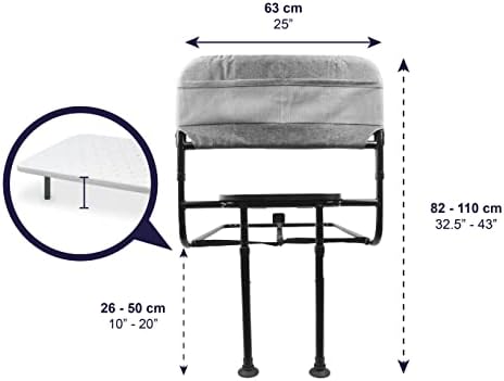 KMINA Side Rails for Beds for Seniors, Adjustable Bed Assist Rail for Seniors, Storage Pocket & Tray, Fixing Straps, Fits Twin/Full/Queen