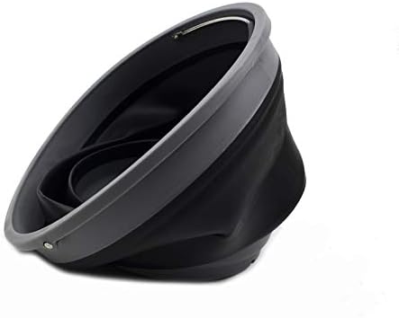 SAMMART 10L/2.6 Gallon Collapsible Plastic Bucket - Foldable Round Tub - Portable Fishing Water Pail - Space Saving Outdoor Waterpot, Size 31cm Dia (1, Grey/Black)