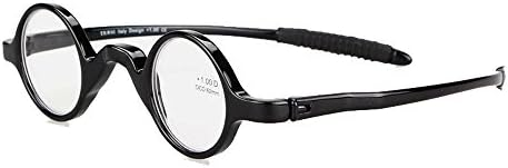 Agstum TR90 Small round eyeglasses retro Reading Glasses Readers 32-30-135 (+2.50, Shiny black)