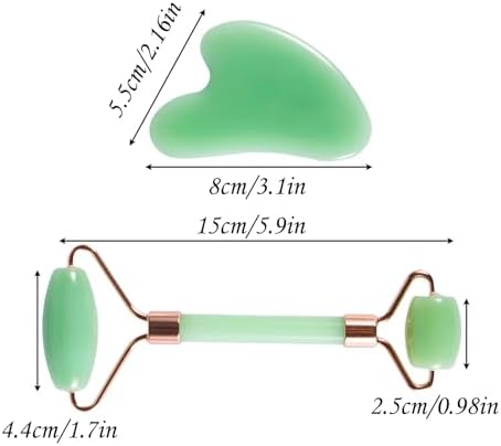 2pcs Scraping Facial Tool Valentine's Day Gift, Includes Roller and Scraping Set Massage Tool Jawline Sculptor Facial Contour Sculpting Tool for Your Skin Care Routine (Light Green Set)