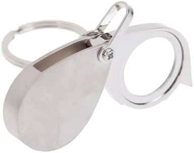 10X Mini Pocket Magnifying Glass Jewelers Loupe Silver Foldable Rotating Loupe with Keychain Apply to Reading, Jewelry