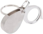 10X Mini Pocket Magnifying Glass Jewelers Loupe Silver Foldable Rotating Loupe with Keychain Apply to Reading, Jewelry