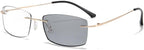 Rimless Photochromic Nearsighted Glasses for Men Women Blue Light Blocking Myopia Glasses Distance Driving Eyeglasses