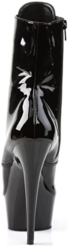 Pleaser - 6" Lace-Up PF Ankle Boot, Side Zip - 10 - Blk Pat/Blk