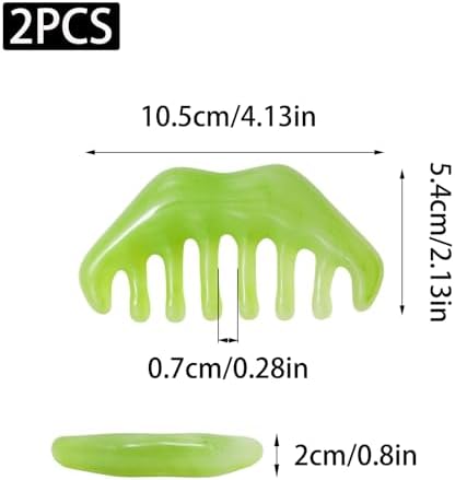 2Pcs Resin Massage Combs, Handheld Guasha Scraping Scalp Comb, MultiFunctional Head Massage Tool for Relaxation, Head Caring, Meridian Therapy or Acupoint Treatment