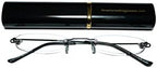 Rimless Reading Glasses for Men and Women +2.0 Black Ultra Slim and Ultra Light Includes Aluminium Matching Case by ilovemyreadingglasses
