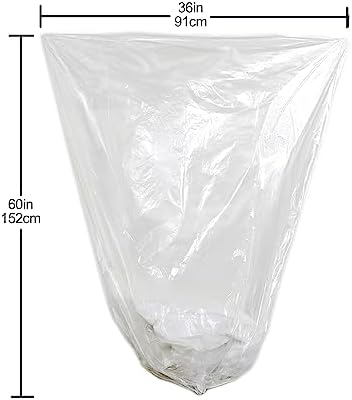TYPLASTICS 55 Gallon Clear Trash Can Liners - 36" x 60" - High Density Garbage Bags - Case of 200 - Multipurpose for Office, Outdoor, Recycling, Industrial and Commercial
