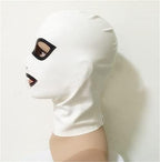 White Latex Hood with Black Trim Back Zipper Open Eyes Rubber Mask Club Wear Costume,Medium