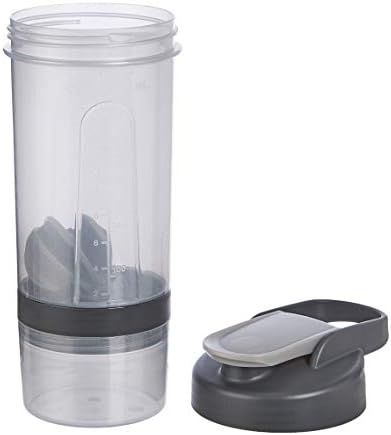 Amazon Basics Protein Shaker Bottle with Mixer Ball, Dishwasher Safe, 20 oz, Gray, 2-Pack