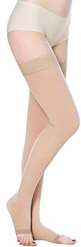 Thigh High Compression Socks, Firm Support 20-30 mmHg Gradient Compression Stockings with Silicone Band. Treatment for Runnin