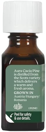 Aura Cacia Pine Essential Oil, Pure Pinus Sylvestris Oil, Cleansing, Invigorating Aromatherapy for Home, Diffusers, and Body Care Blends | 0.5 Fl Oz (Pack of 1)