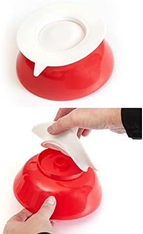 pekokavo Spill Proof 5.8" Scoop Bowl with Non-Skid Suction Base, Adaptive Self-Feeding Dinnerware for Elderly Disabled, Pack of 2 (Red Bowls)