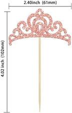 Gyufise 24Pcs Rose Gold Princess Crown Cupcake Toppers Glitter Princess Cake Pick Decorations for Wedding Girl Birthday Baby Shower Party Decorations