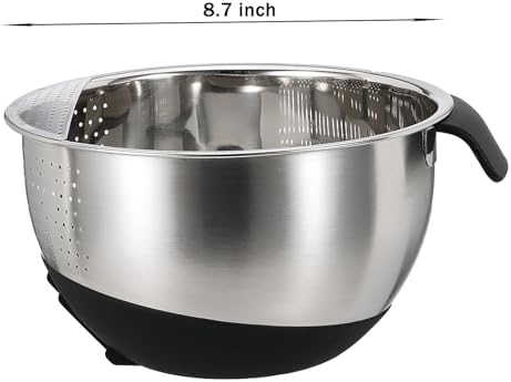 Rice Washing Bowl with Strainer Quinoa Washer Bowl, Stainless Steel Side Drainers Colander for Cleaning Fruits, Vegetables, and Beans - Versatile Kitchen Tool