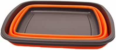SAMMART 10L (2.6 Gallons) Collapsible Tub - Foldable Dish Tub - Portable Washing Basin - Space Saving Plastic Washtub (Brown/Orange, 1)