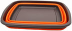 SAMMART 10L (2.6 Gallons) Collapsible Tub - Foldable Dish Tub - Portable Washing Basin - Space Saving Plastic Washtub (Brown/Orange, 1)